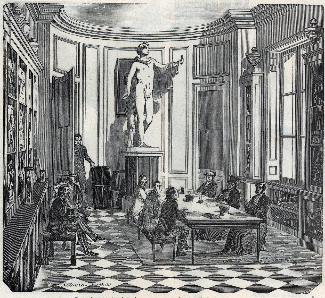 De School voor Geneeskunde van Parijs - een examen in de instrumentenkamer - Gravure in 