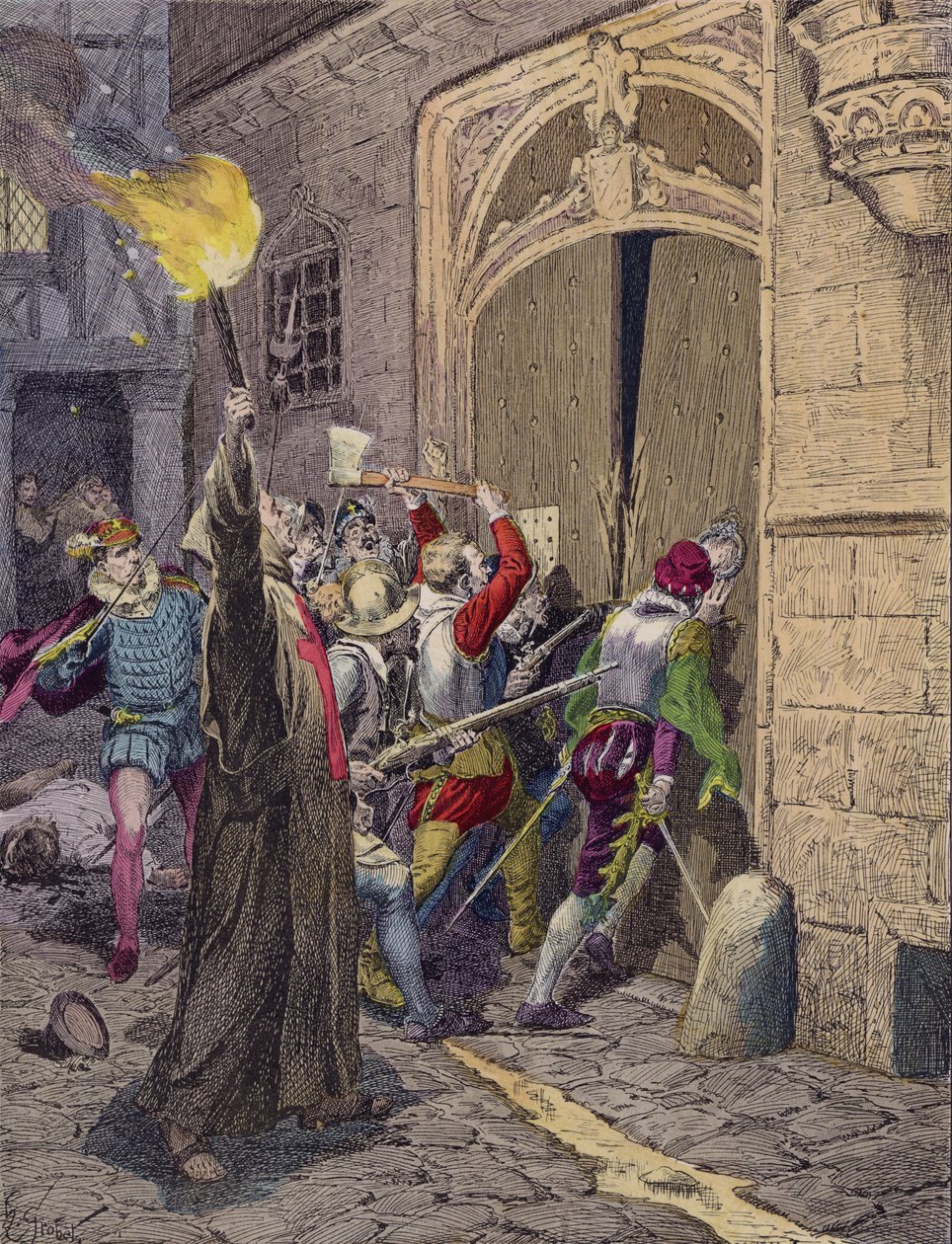 Het bloedbad op St Bartholomeusdag in Parijs door French School