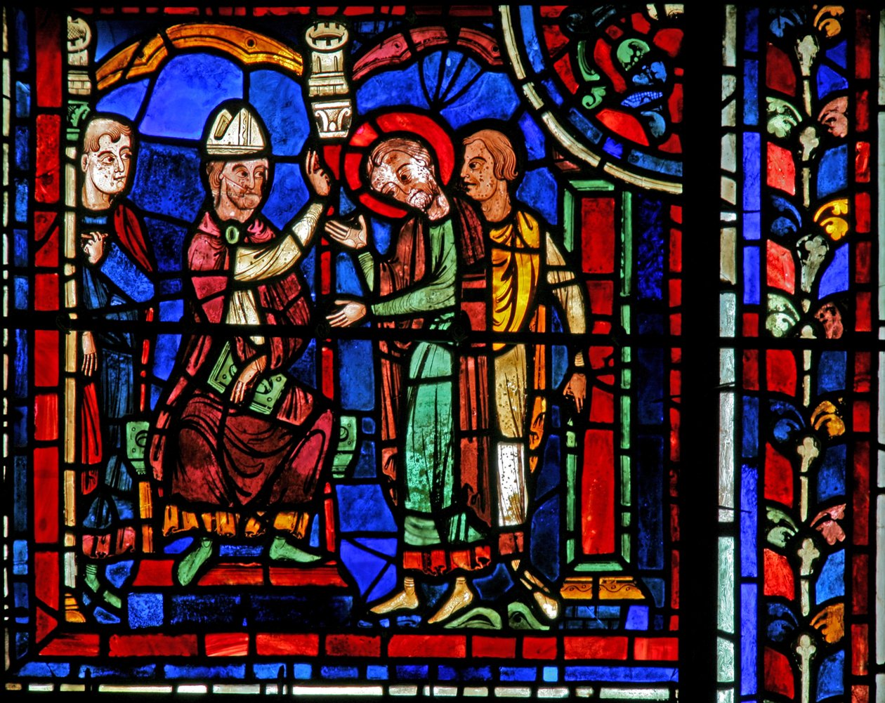 Het Sint-Maartensraam: de heilige ontvangt een zegen van Sint Hilarius door French School