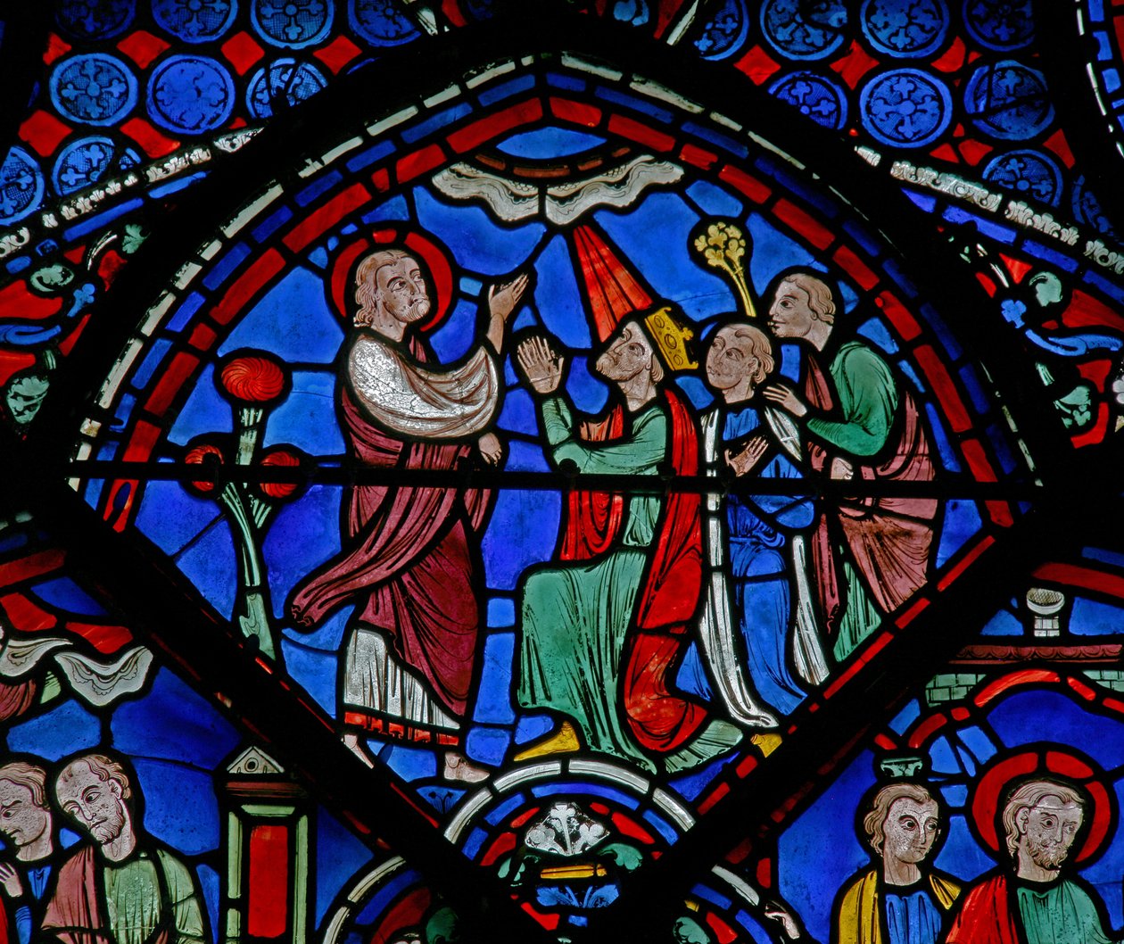 Het Sint-Thomasraam: predikt het evangelie aan een koning door French School