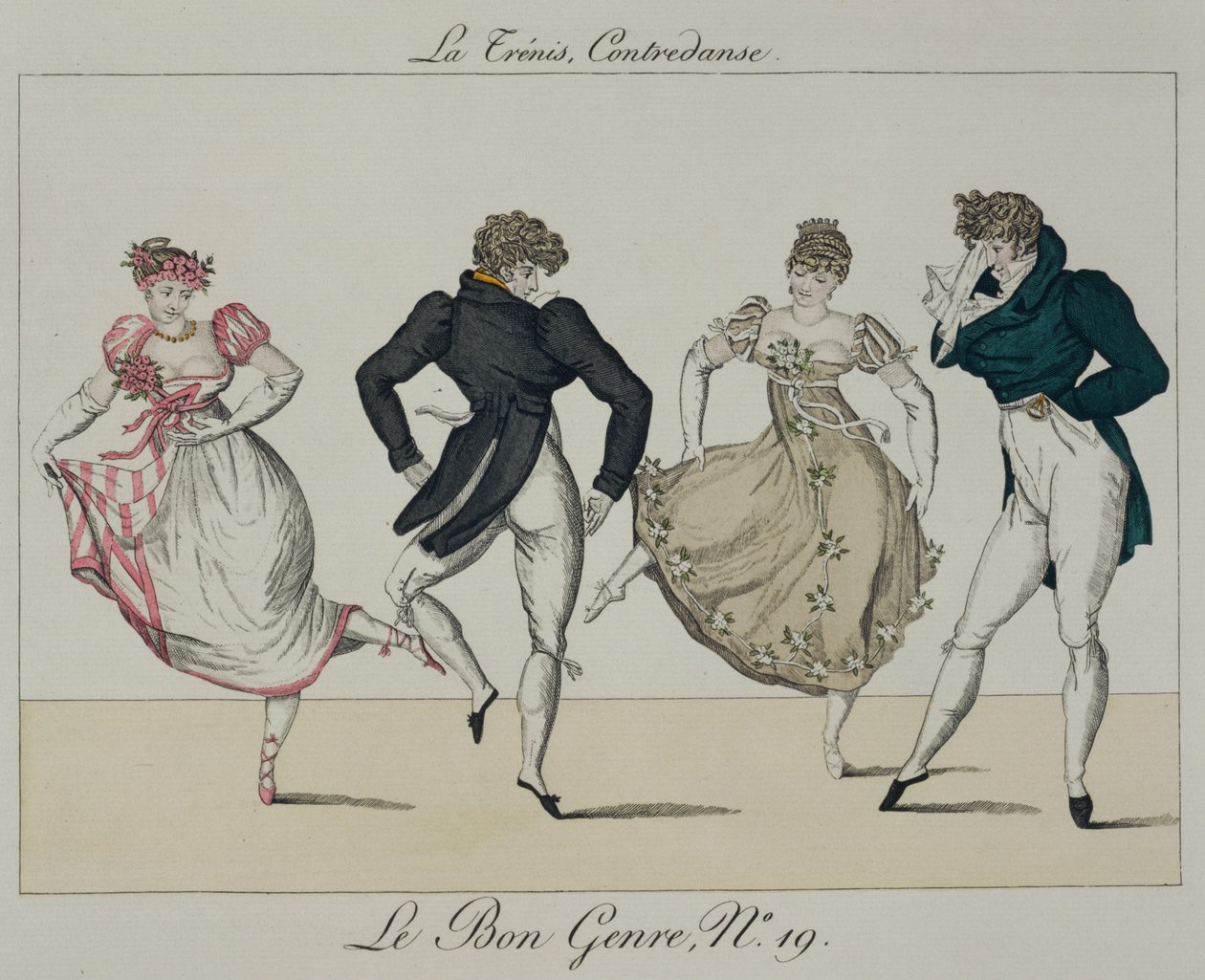 De Trenis Quadrille, plaat 19 uit Le Bon Genre, 1805 door French School