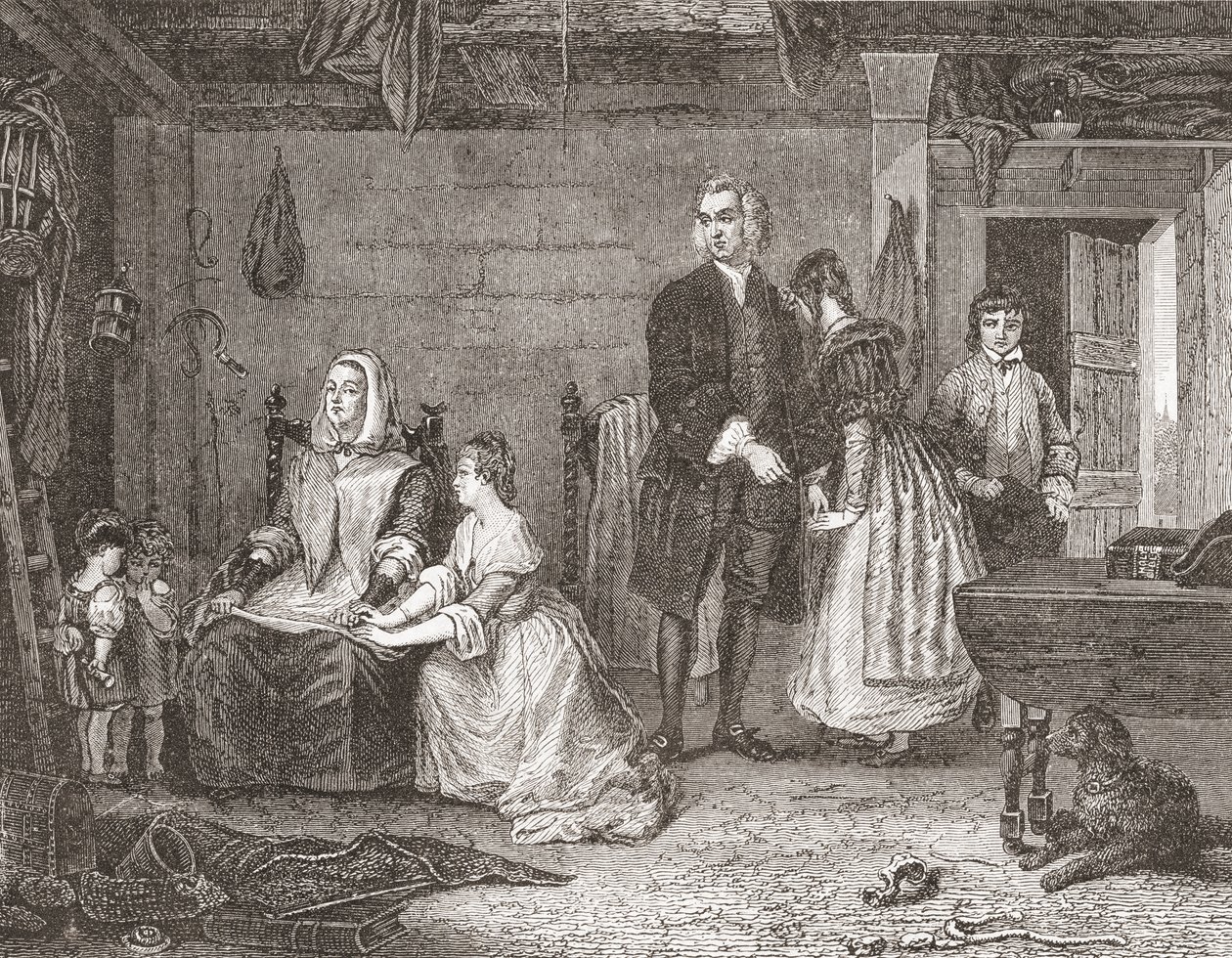 De dominee van Wakefield verzoent zijn vrouw met Olivia, naar het schilderij van Gilbert Stuart Newton. Uit Histoire des Peintres, École Anglaise, gepubliceerd in 1867 (litho) door French School
