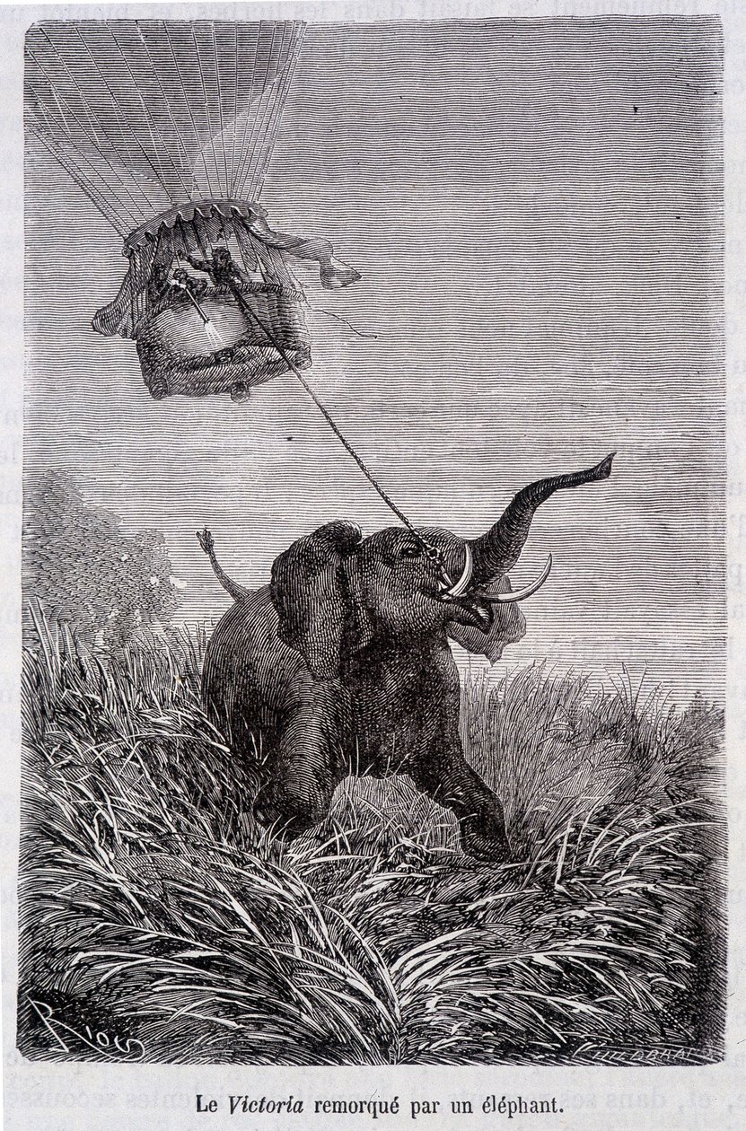 De Victoria gesleept door een olifant - in 