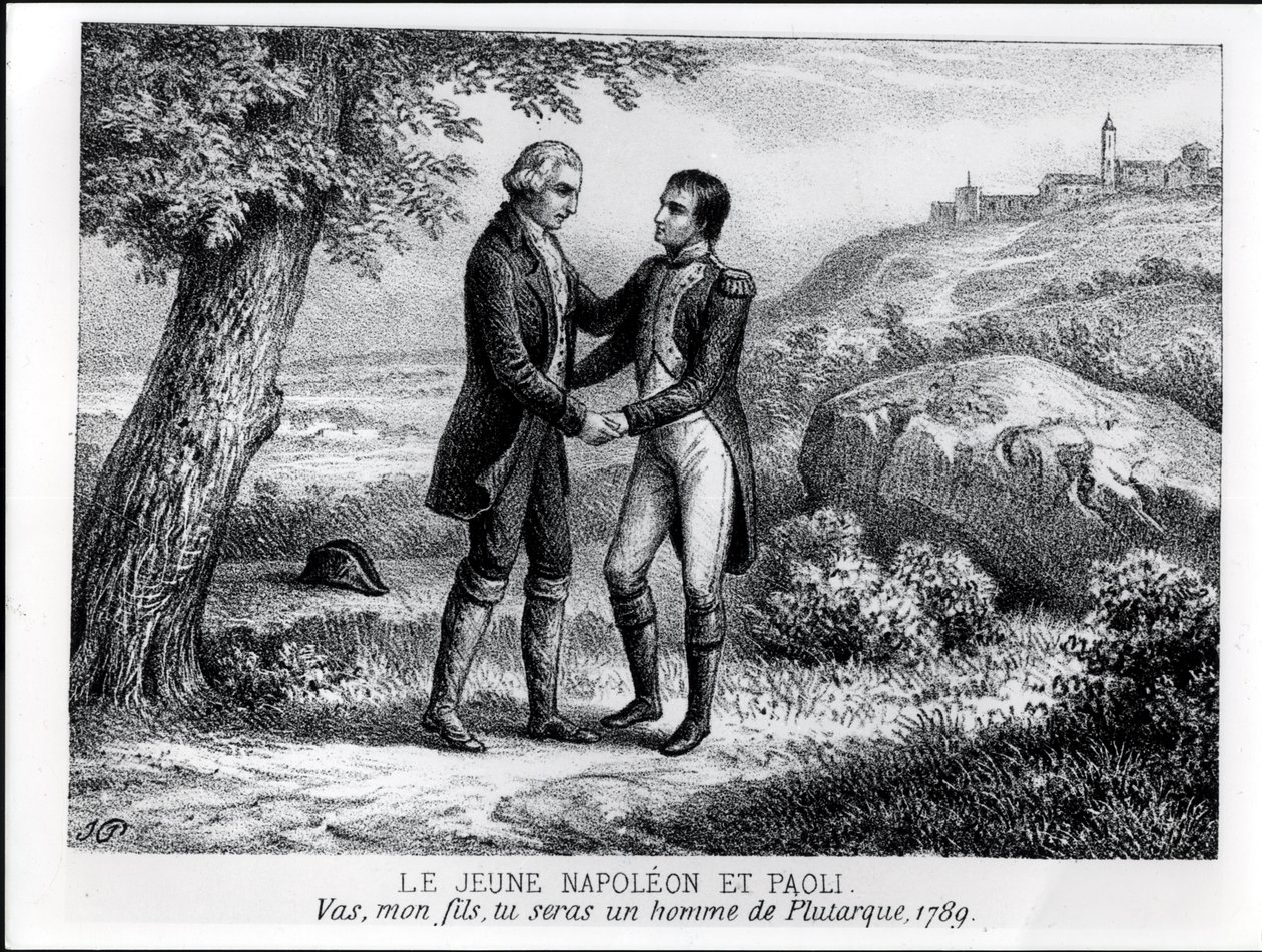 De jonge Napoleon Bonaparte ontmoet Pasquale Paoli in 1789, uit een boek over Corsica door J.A. Galetti, Parijs, 1863 door French School