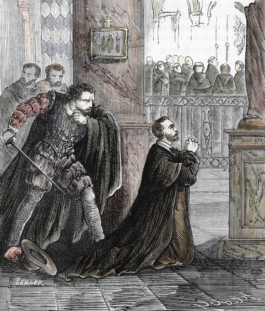 De moord op Inquisiteur Pedro de Arbues op 17/09/1485 in de Kathedraal van Zaragoza in Spanje door French School