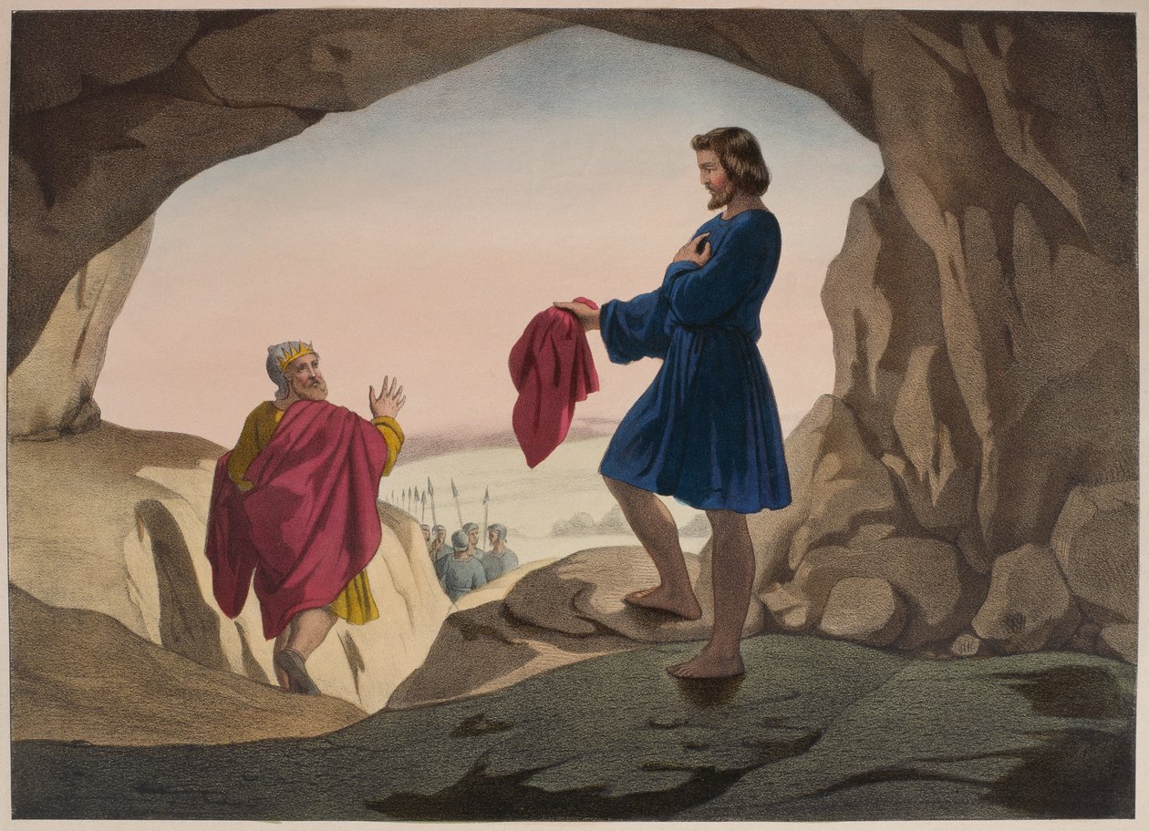 De met bloed bevlekte jas van Jozef, illustratie uit een catechismus L