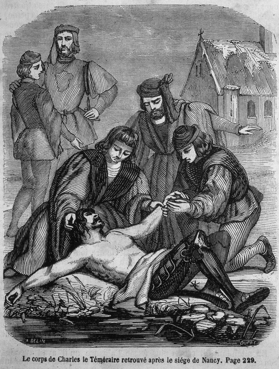 Het lichaam van Karel de Stoute gevonden na het beleg van Nancy - in 