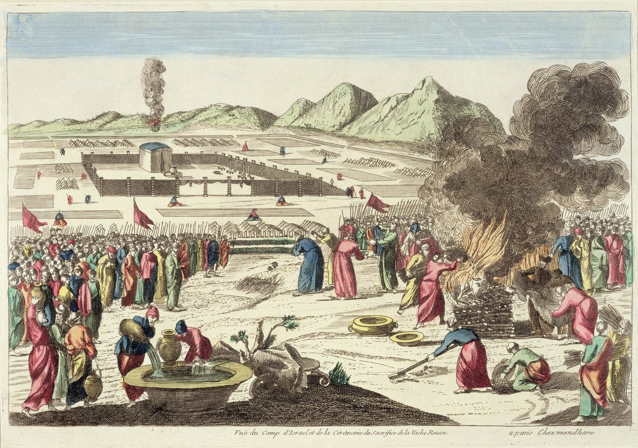 Het kamp van de Israëlieten en het offer van de rode koe door French School