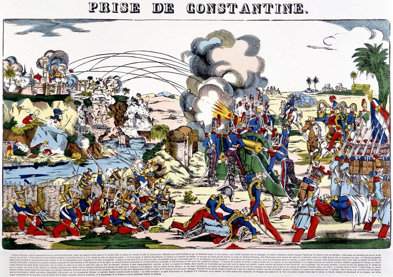 De verovering van Constantine in 1837 - afbeelding van Epinal, eind 19e eeuw door French School