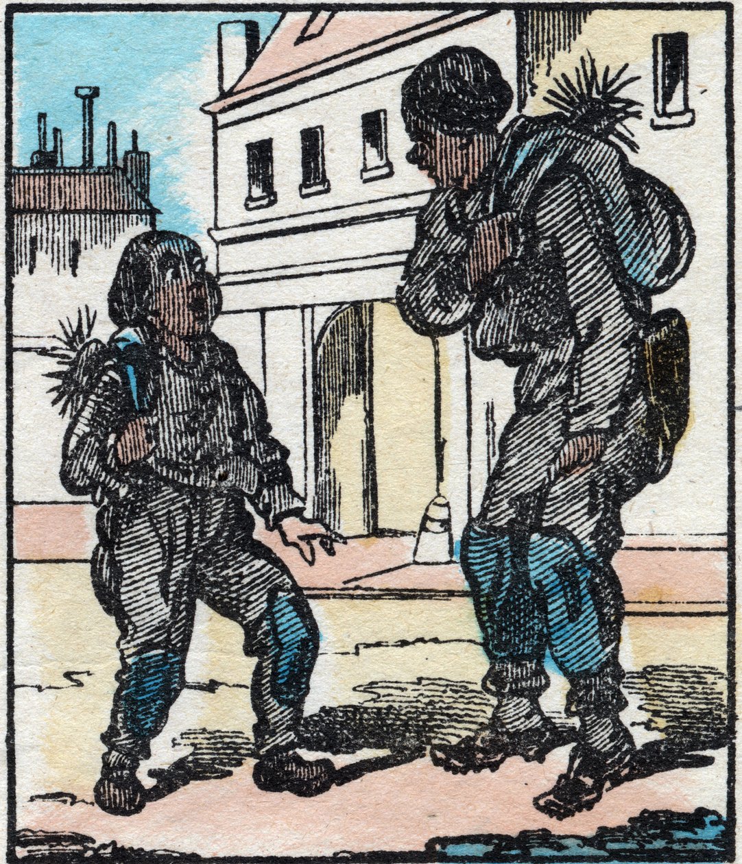 De schoorsteenveger. Gravure in "La chanson des metier". Epinal beeldvorming, late 19e eeuw. Privécollectie. door French School