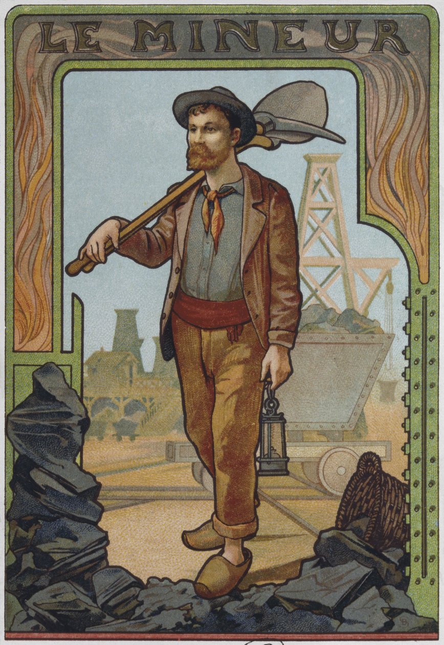 De mijnwerker, ca.1900 door French School