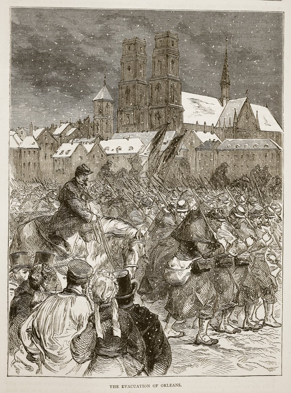 De evacuatie van Orleans, december 1870, illustratie uit Cassells Geschiedenis van de Oorlog tussen Frankrijk en Duitsland, 1870-1871 door French School