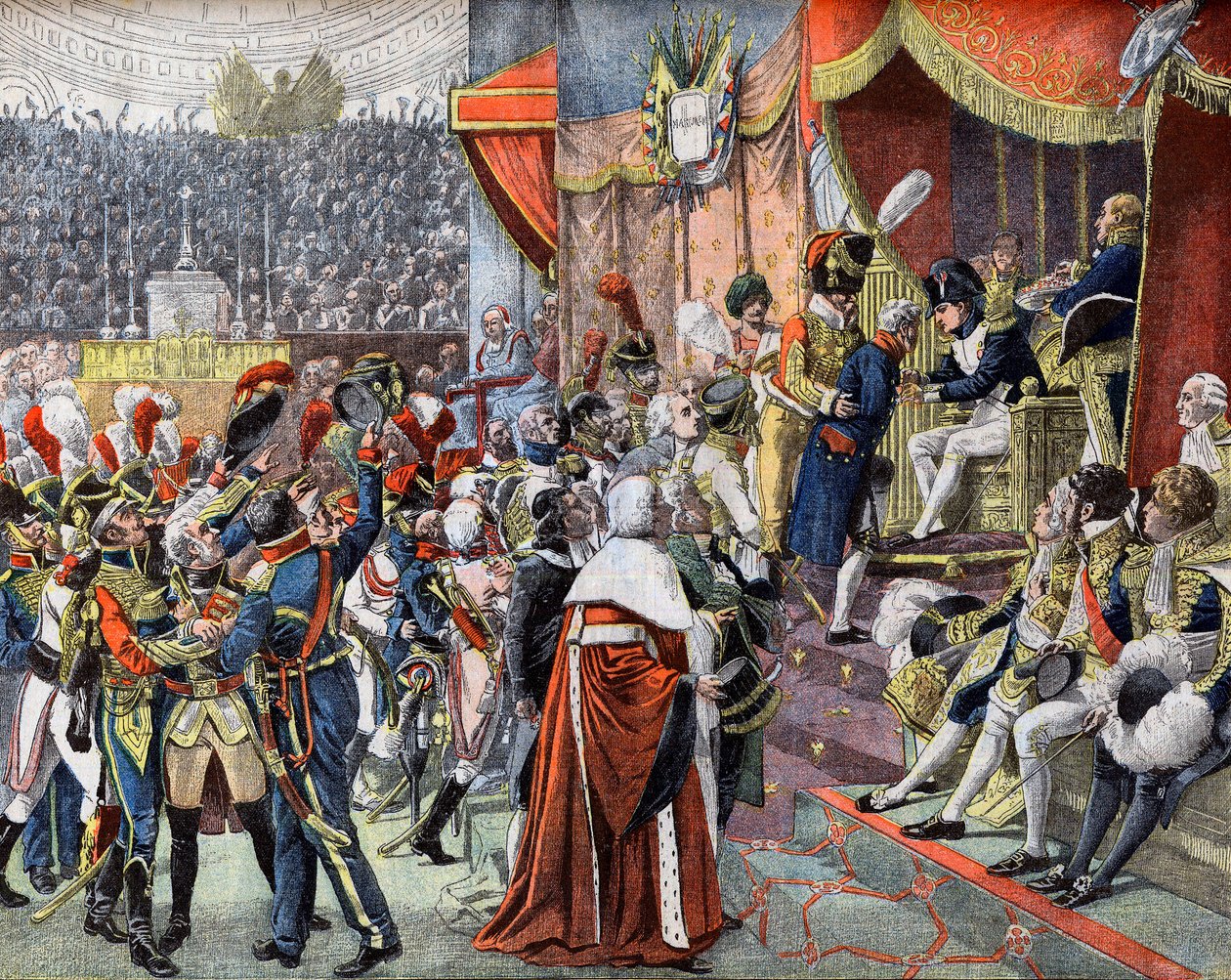 De eerste uitreiking van de Kruisen van het Legioen van Eer in 1804 door French School