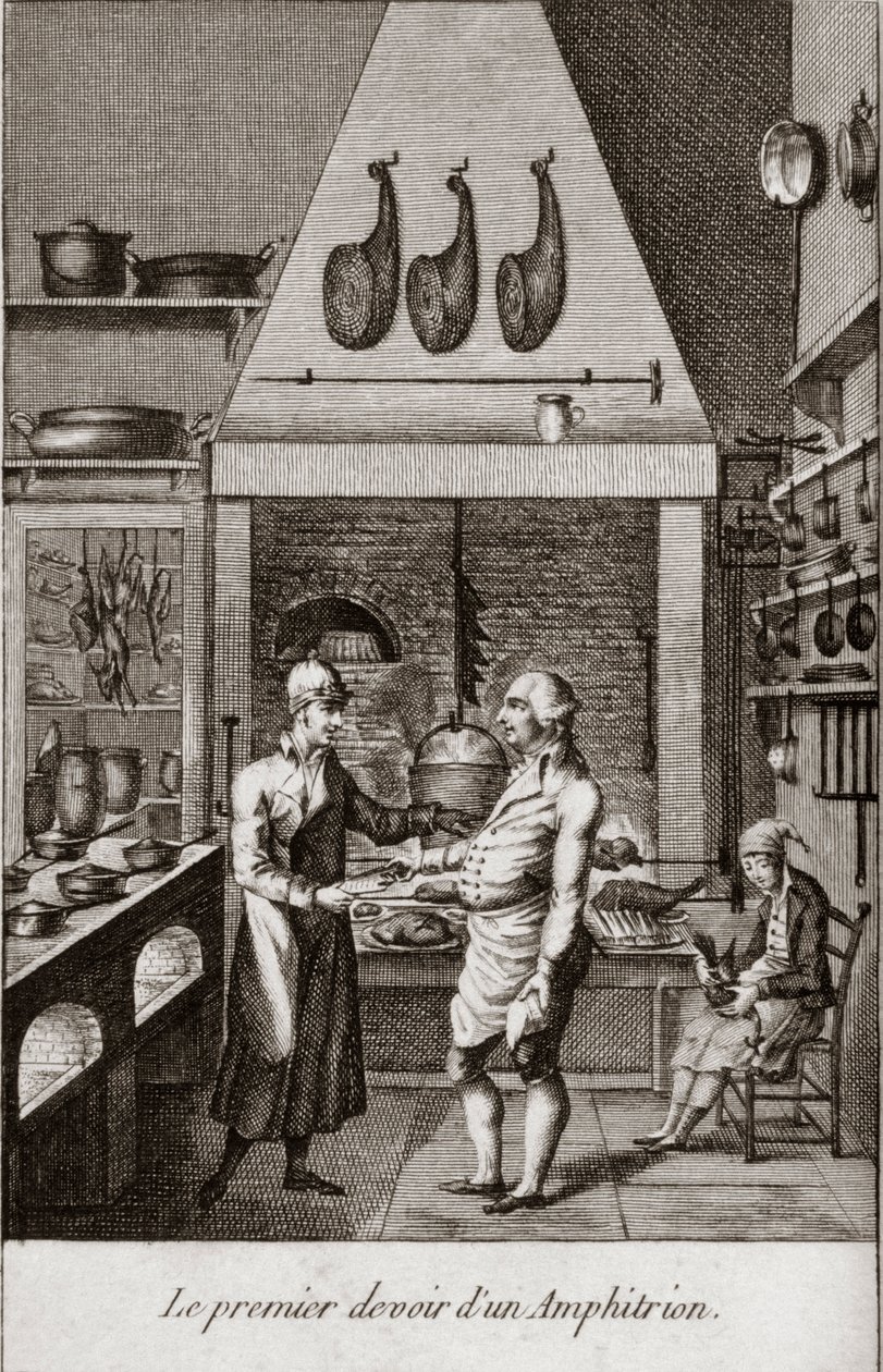 De eerste plicht van een Amphitrion - gravure in 
