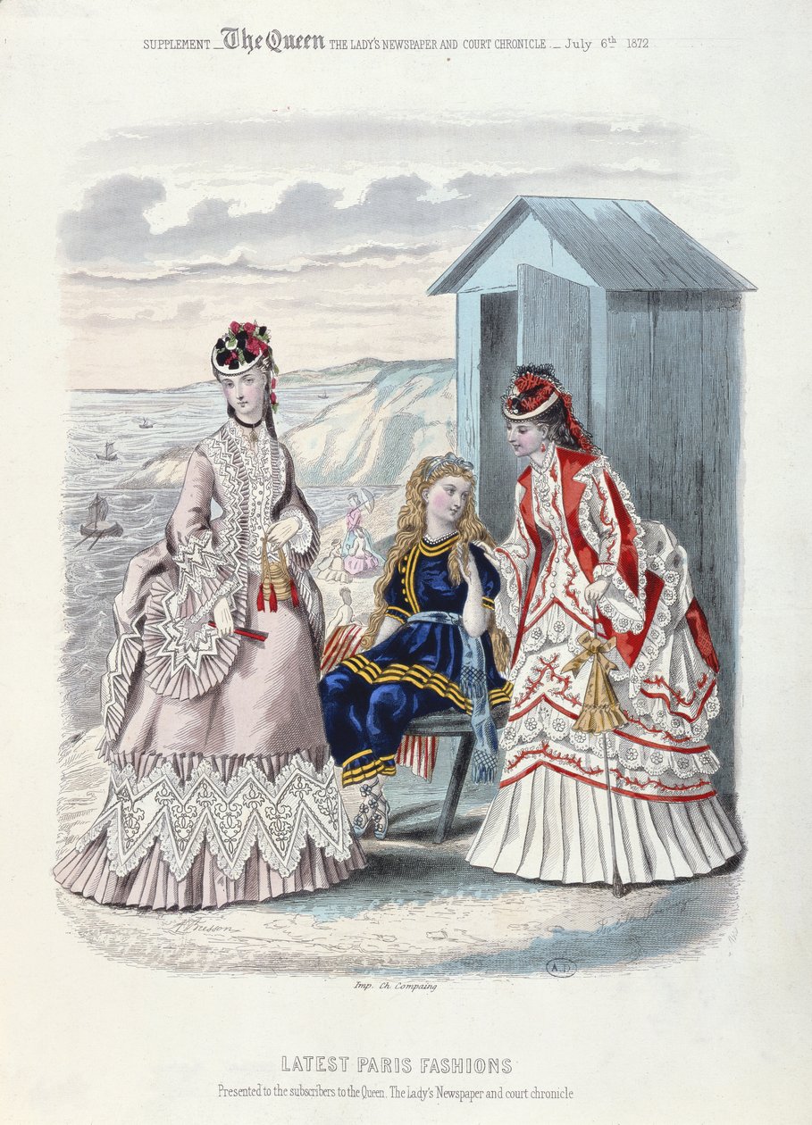 De nieuwste Parijse mode voor het strand en om te zwemmen, 1872 door French School
