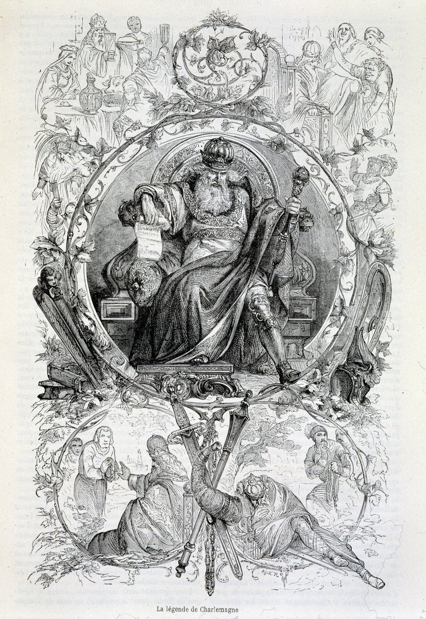 De legende van Karel de Grote, gravure door French School