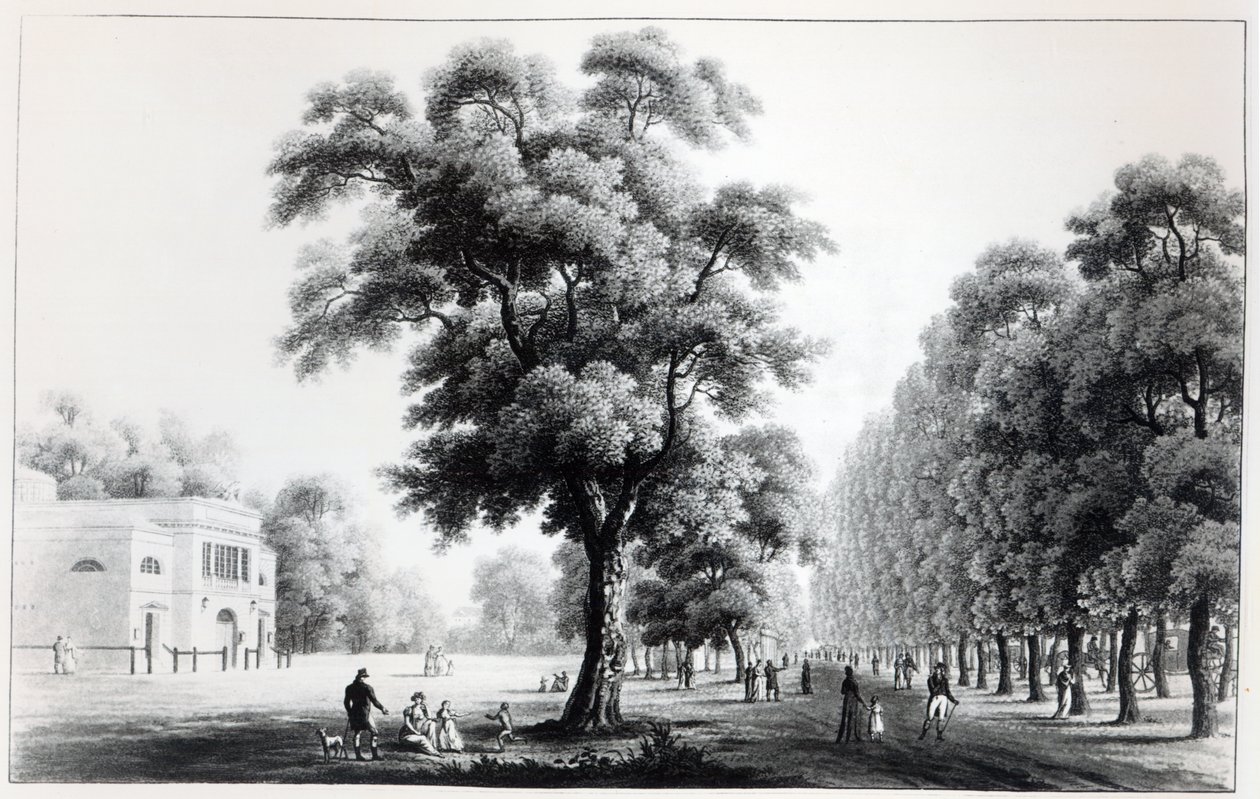 De hoofdlaan in de Prater, Wenen, 1821 door French School
