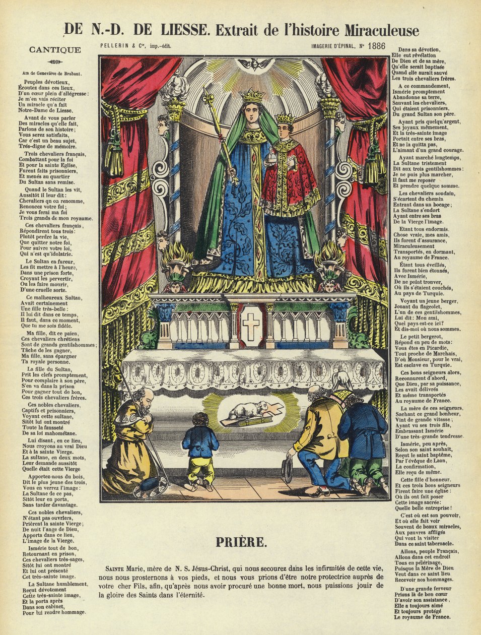 Het wonderbaarlijke verhaal van Onze Lieve Vrouw van de Vreugde (kleurenlitho) door French School