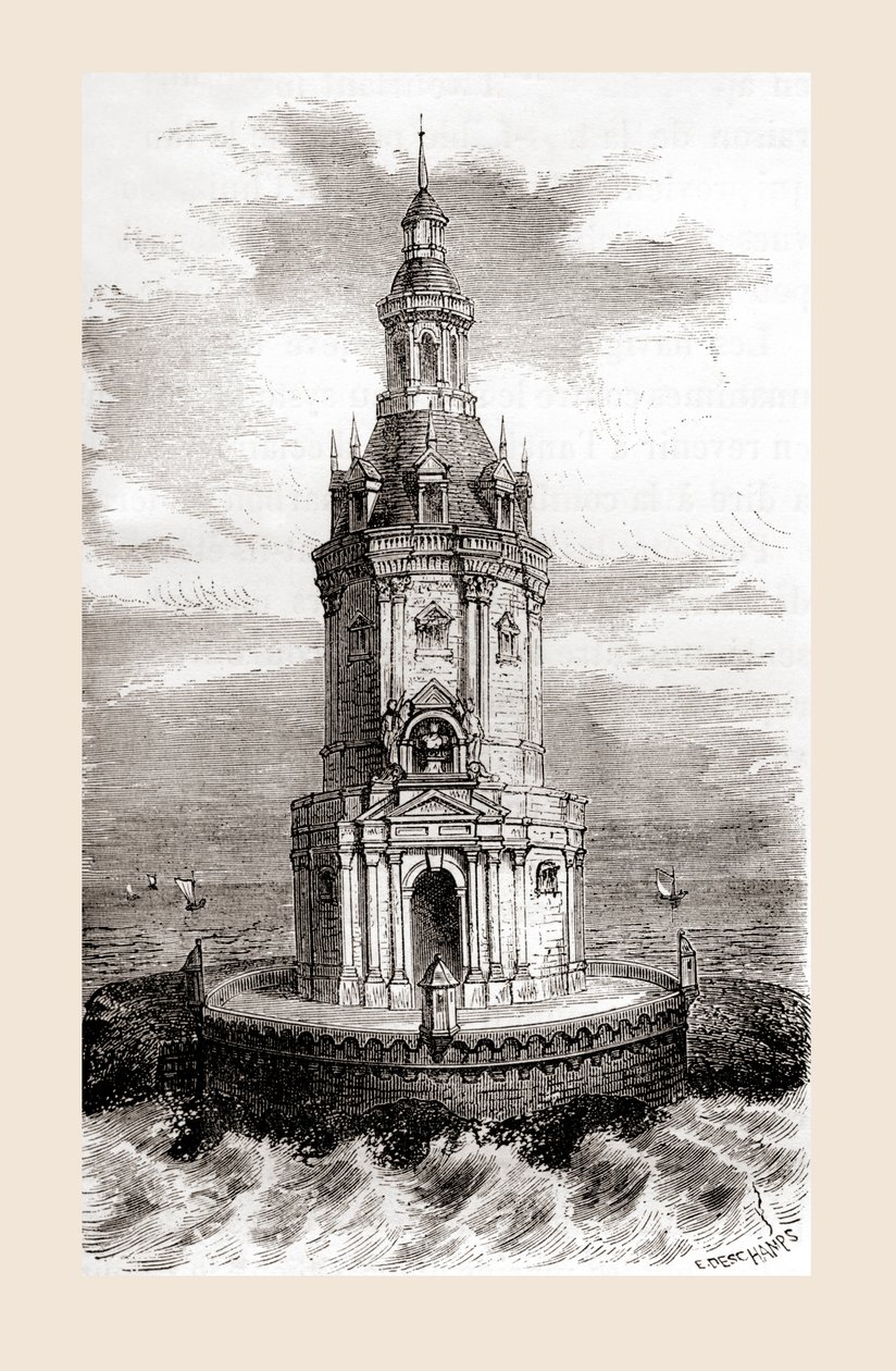 De originele 17e-eeuwse vuurtoren van Cordouan, nabij de monding van de Gironde in Frankrijk, uit 