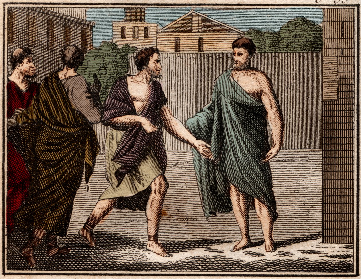 De ostracisme van Aristides de Rechtvaardige, oude Griekse (Atheense) soldaat en staatsman. door French School