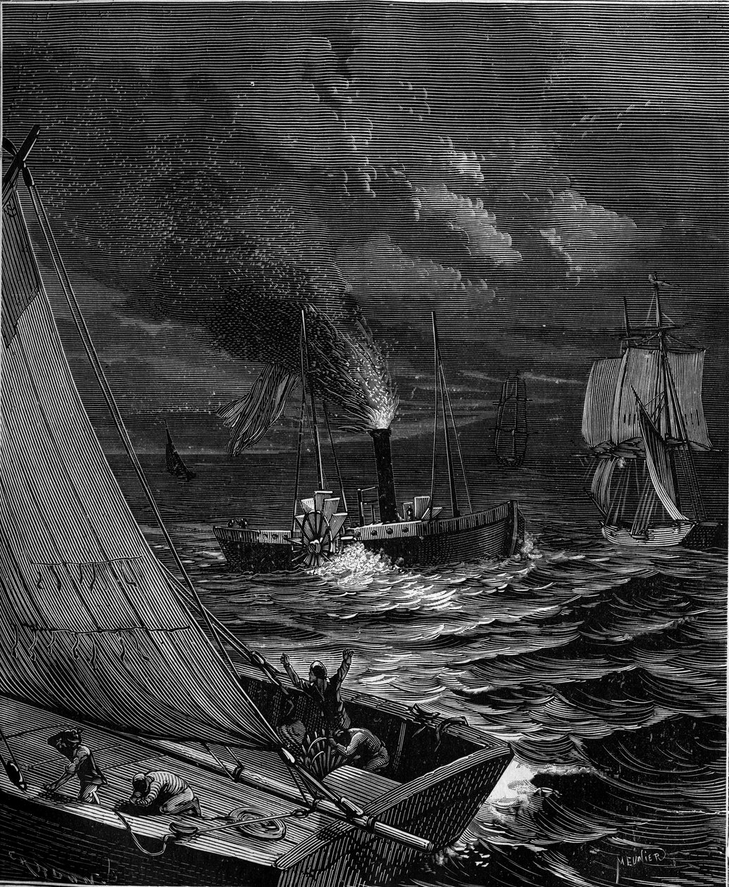 Het schip werd in 1807 gemaakt door Robert Fulton (1765 - 1815) voor de route New York - Albany op de Hudson River. door French School