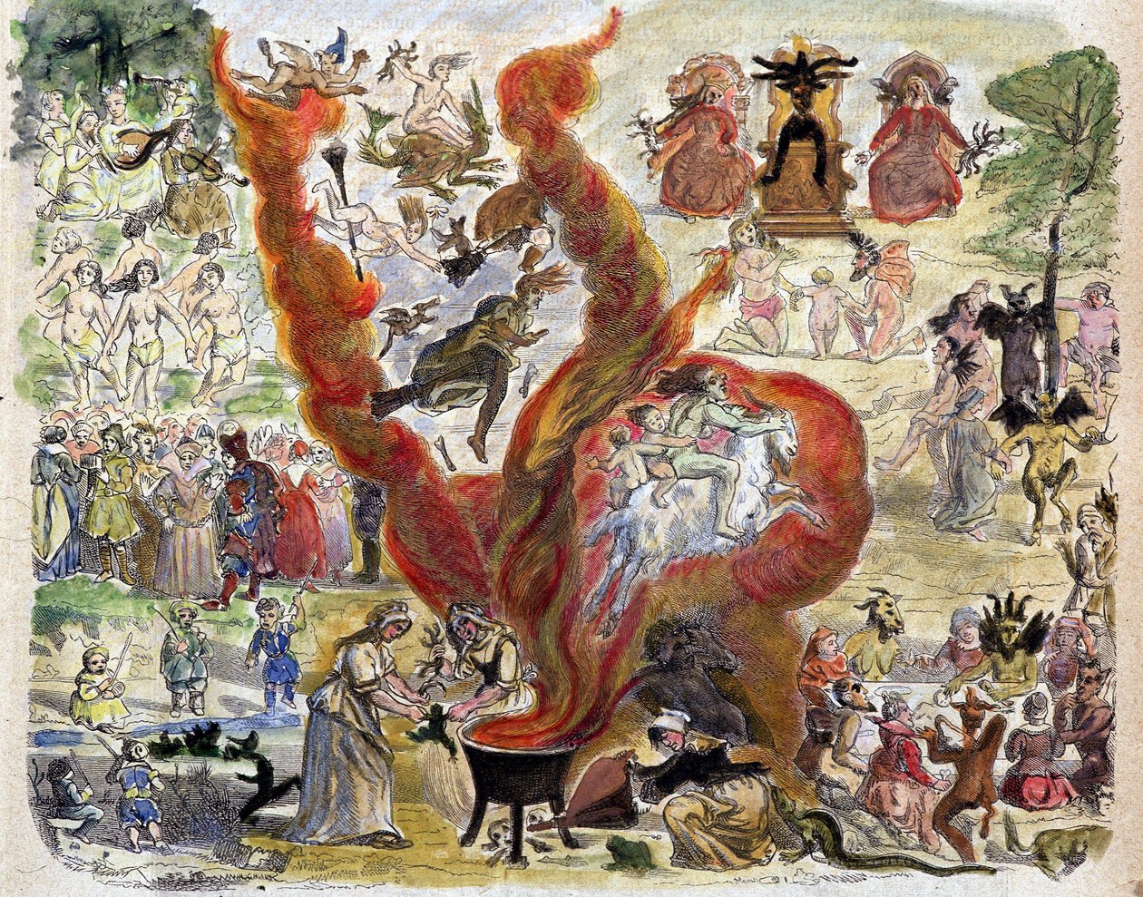 De bijgeloven van het jaar duizend (1000): de sabbat - in Geschiedenis van de pausen door French School
