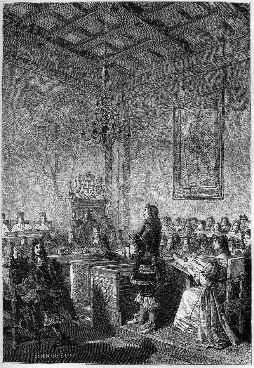 Het proces van Lord William Russell (1639-1683) - gravure uit 