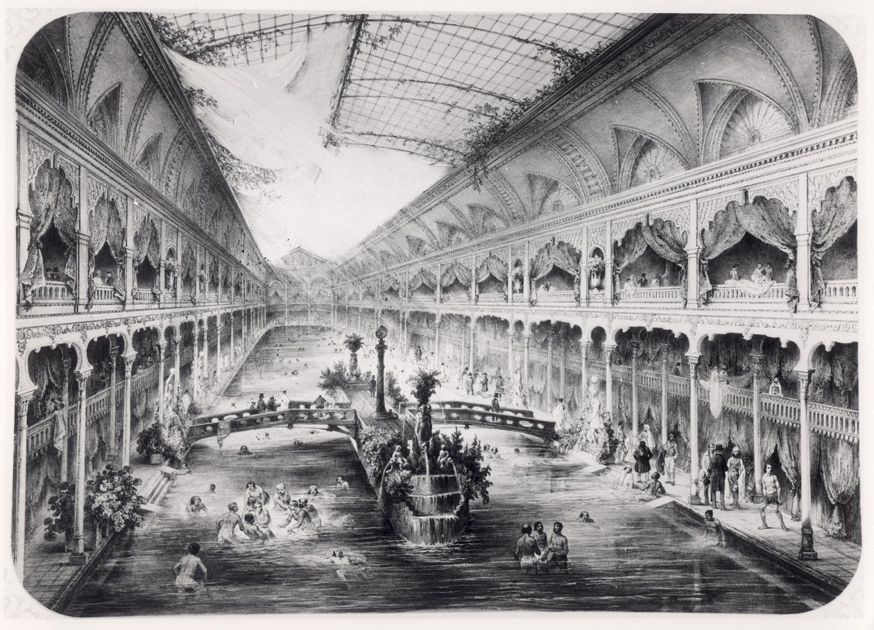 Het watergymnasium van de Champs-Elysees in Parijs, 1847 door French School