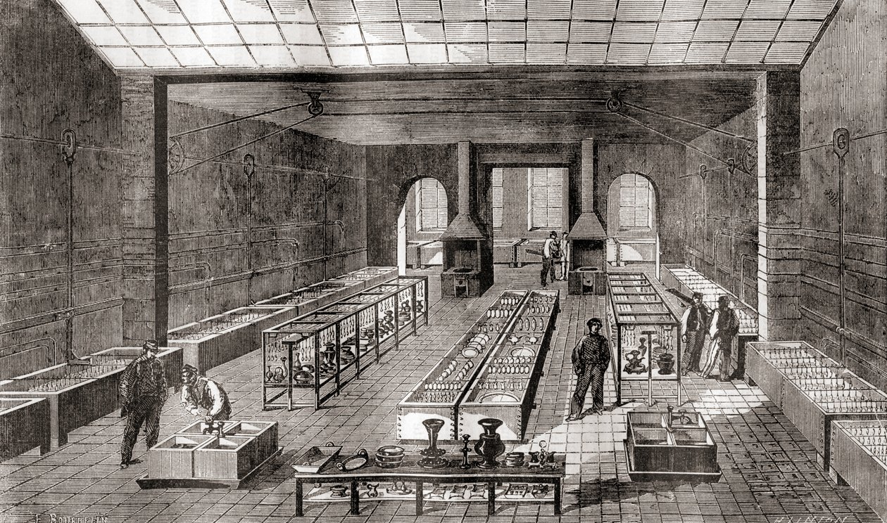 De werkplaats met de chemische baden in Charles Christofle