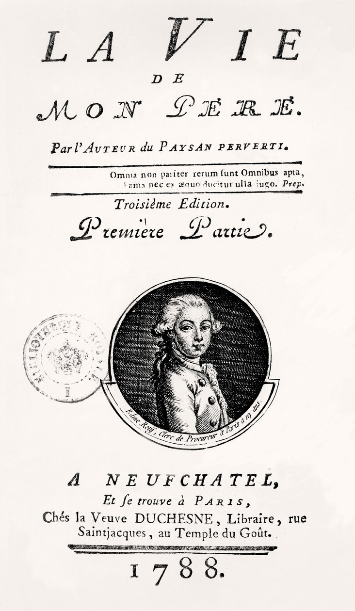 Titelpagina van "La Vie de Mon Pere", 1788 door French School