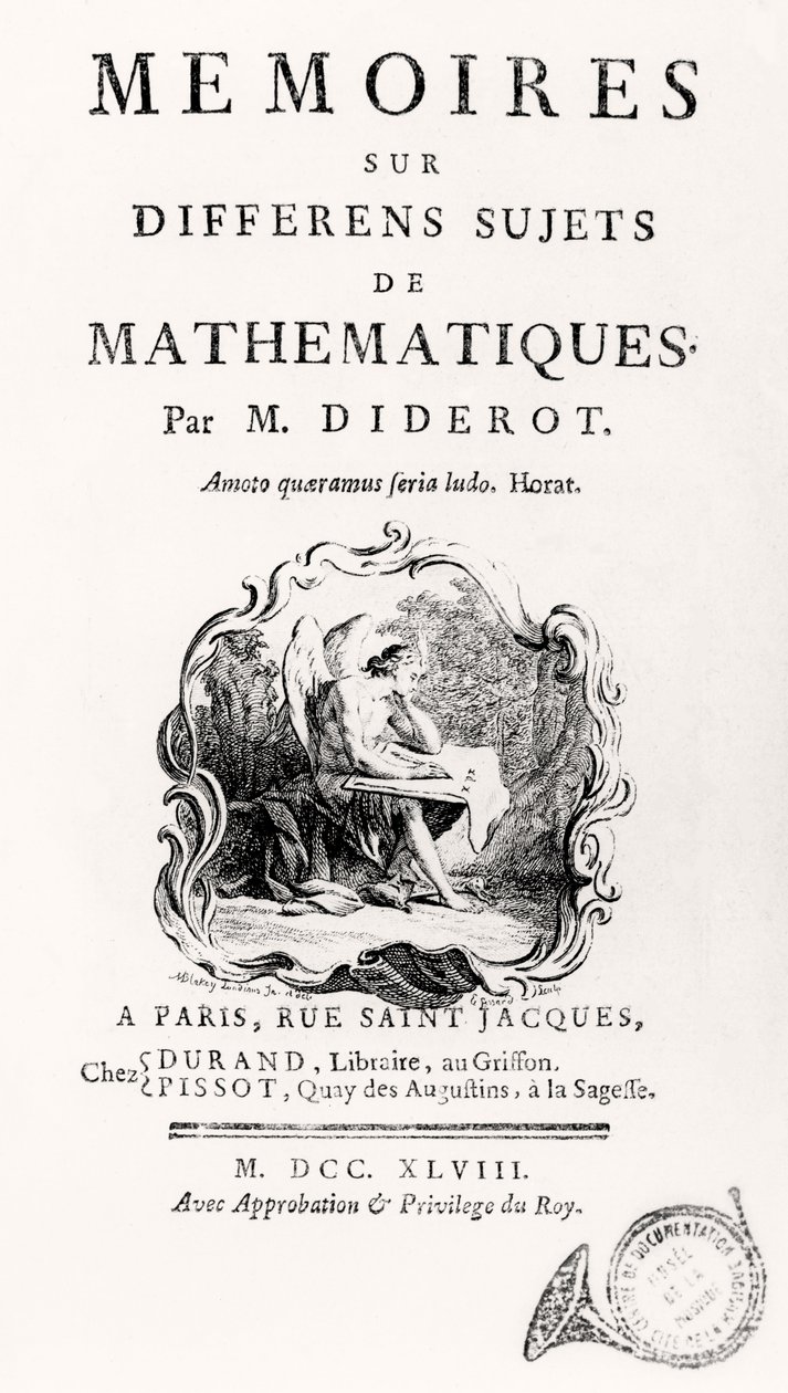 Titelpagina van "Mémoires sur différens sujets de mathématiques", 1748 door French School