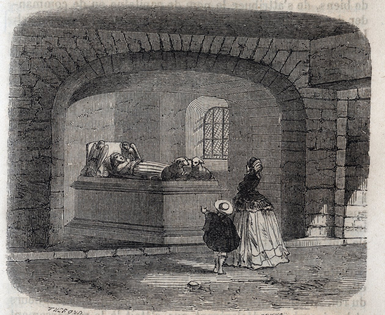 Graf van Agnès Sorel in Loches - gravure in 