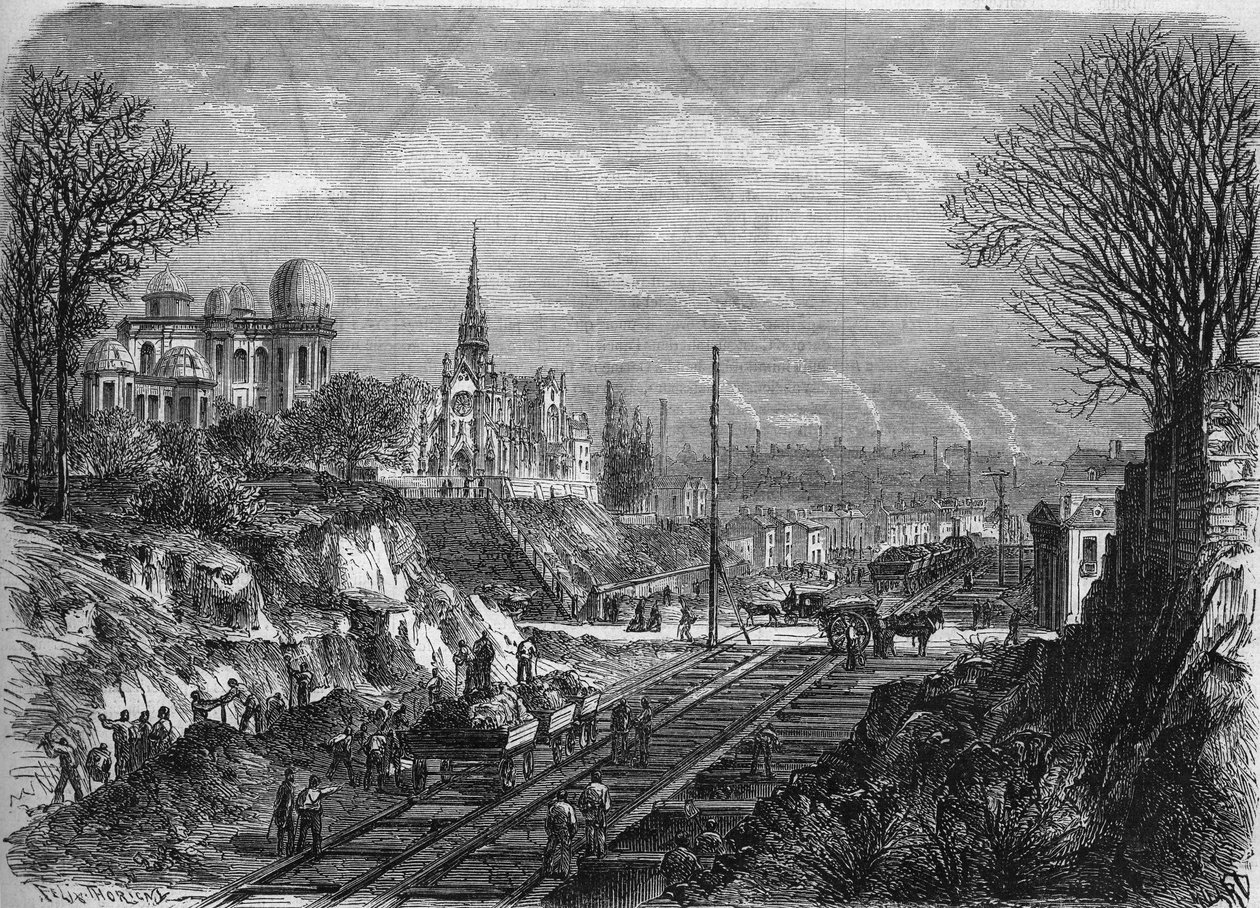 Transformaties van Parijs onder het Tweede Keizerrijk, Parijs Haussmann: doorbraak van de boulevard Arago. Gravure in 