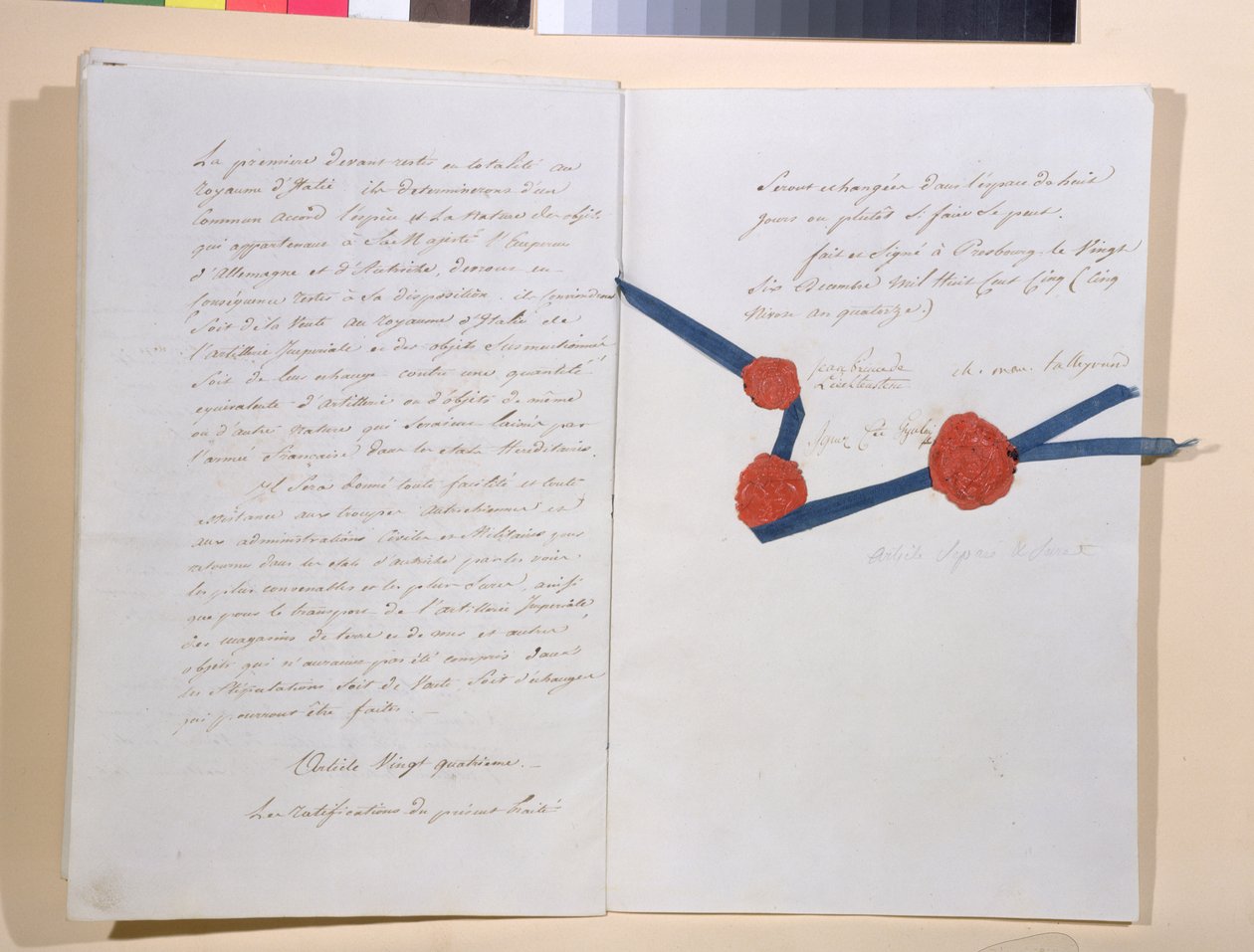 Verdrag tussen Napoleon I (1769-1821) en keizer Franz II (1768-1835), ondertekend te Presburg 26 december 1805 door French School