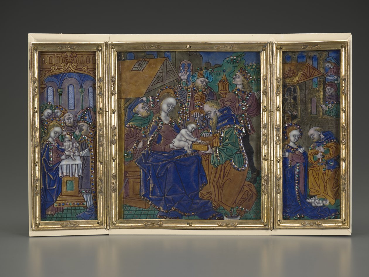 Drieluik: Besnijdenis, Openbaring, Geboorte, ca. 1490 door French School