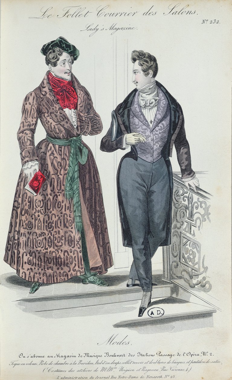 Twee elegante jonge mannen, 1835 door French School