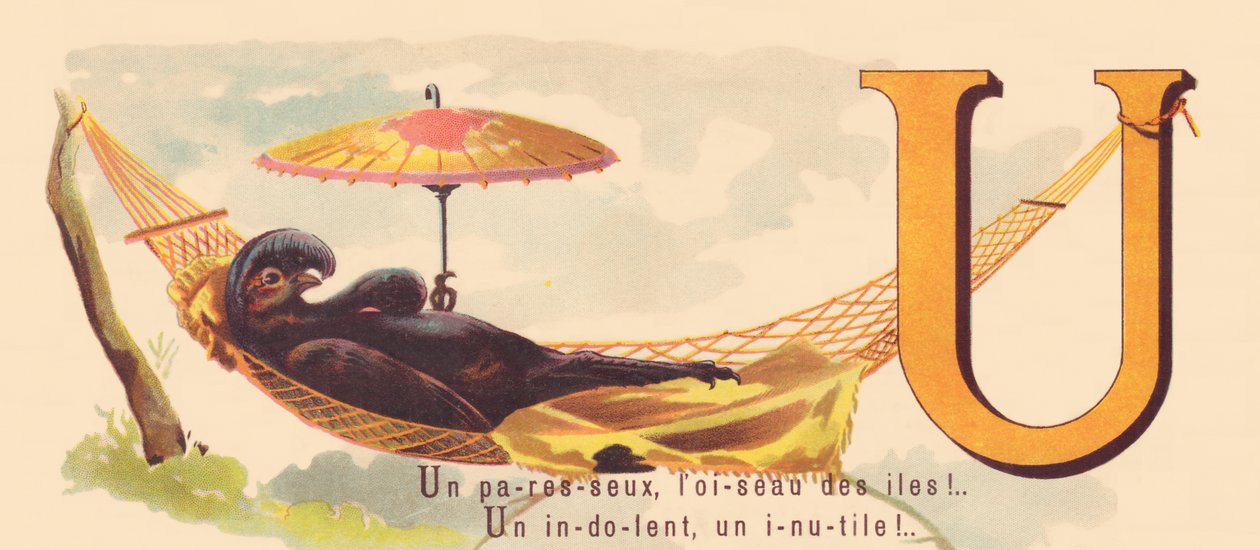 Een luie, de vogel van de eilanden! Een indolente, een nutteloze! door French School