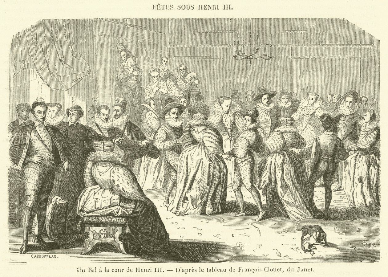 Un Bal aan het hof van Henri III (gravure) door French School