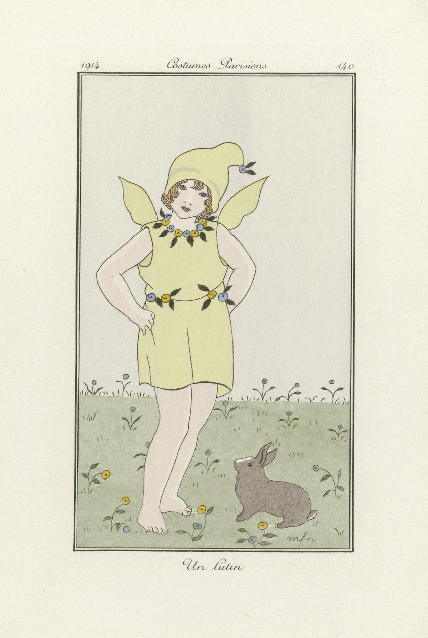 Un Lutin, uit Costumes Parisien, pub.1914 (kleurenlitho) door French School