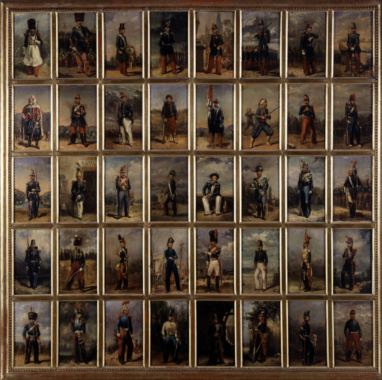 Uniform van het 1e en 2e Keizerrijk, schilderij op hout, eind 19e eeuw door French School