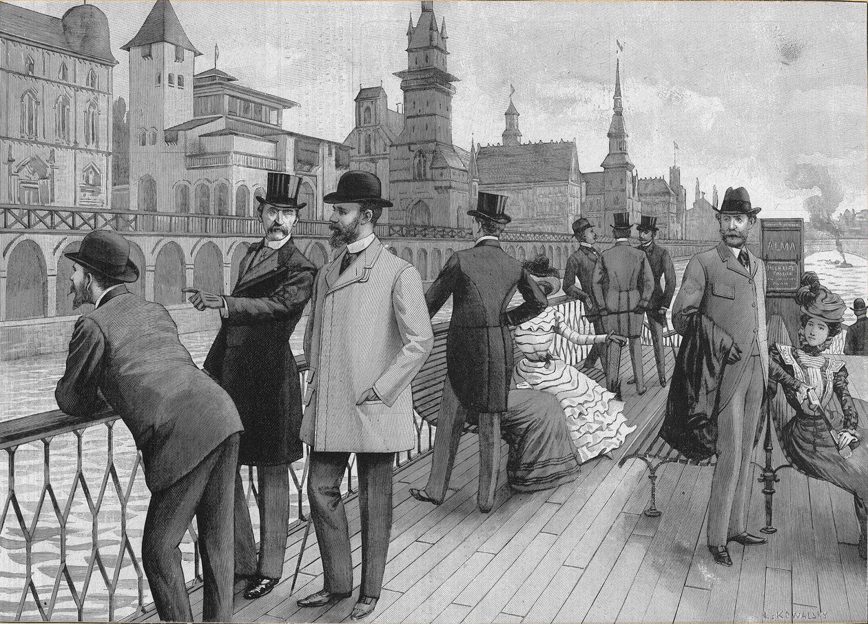 Wereldtentoonstelling van 1900 in Parijs: de straat van de naties. door French School