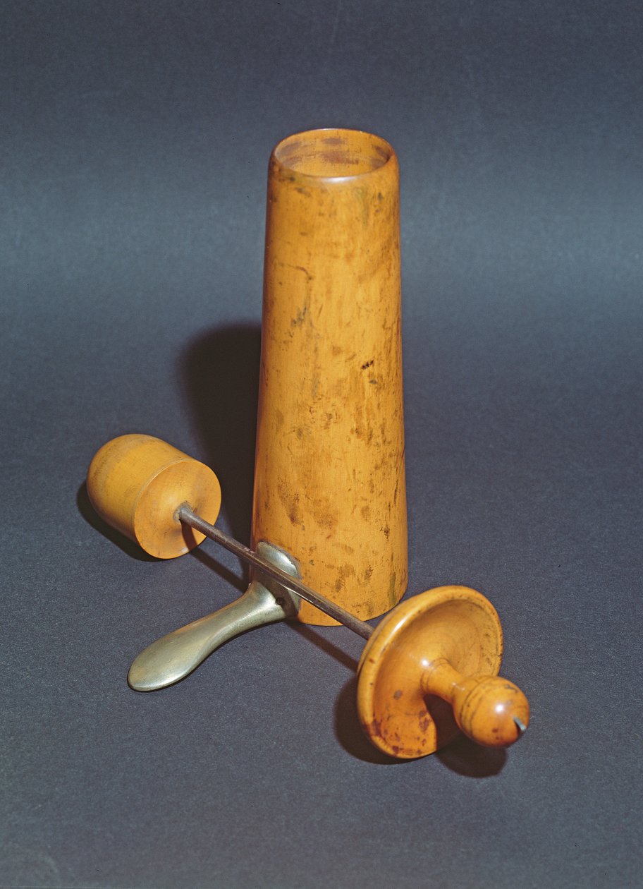 Vaginale speculum gebruikt door Joseph-Claude-Anthelme Recamier (1774-1852) (hout & metaal) door French School