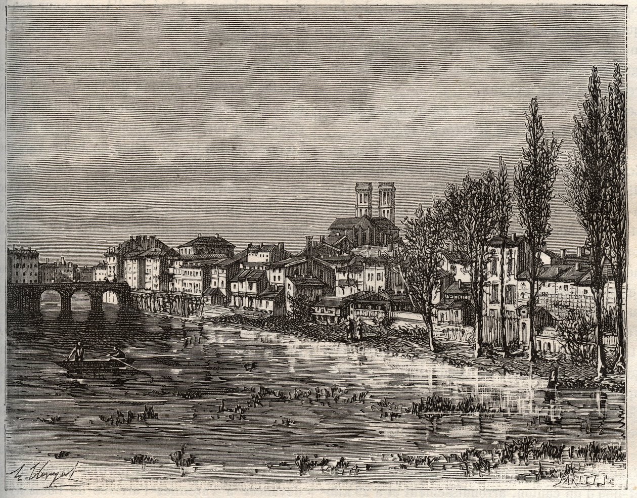 Verdun - Morbihan in Bretagne - gravure in 