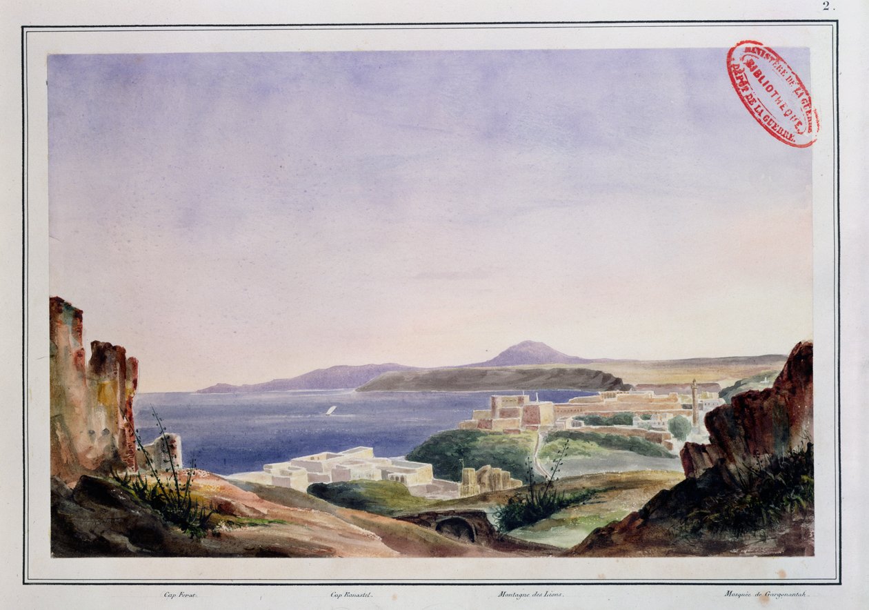 Uitzicht op Oran vanaf de oude Kasbah, ca. 1830 door French School