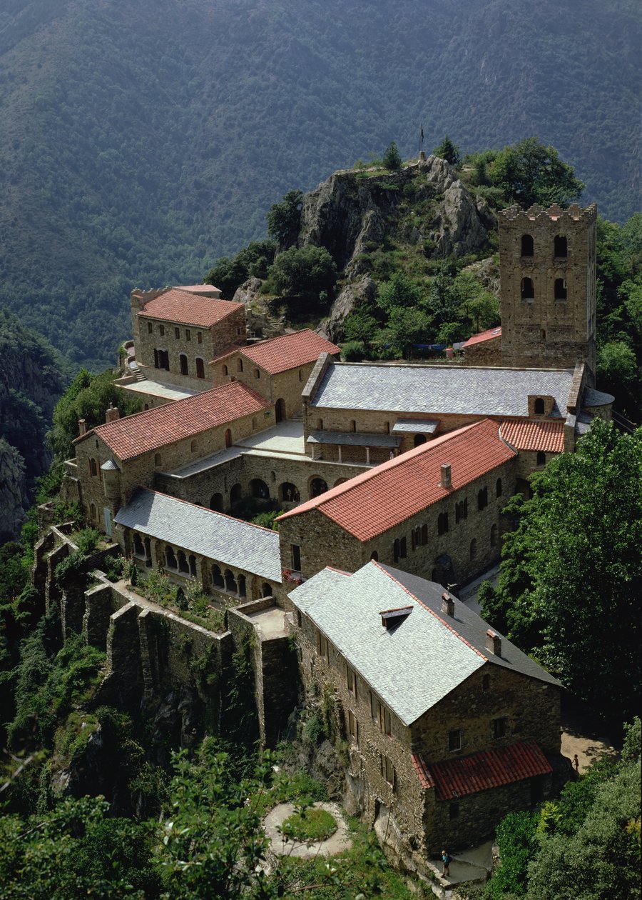 Uitzicht op de Abdij van St. Martin du Canigou door French School