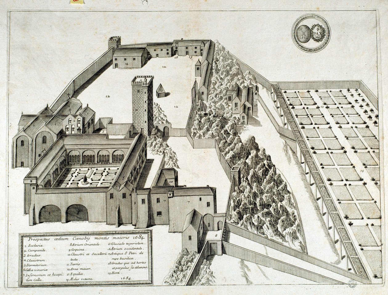 Zicht op de Benedictijner Abdij van Saint Pierre de Montmajour (of Mont Majour), gesticht in 948, Arles, Frankrijk door French School