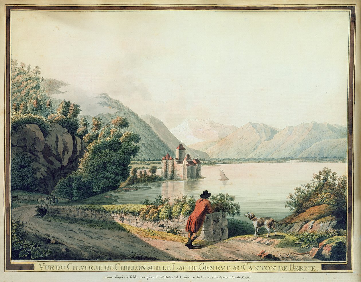 Uitzicht op het Château de Chillon, Meer van Genève door French School