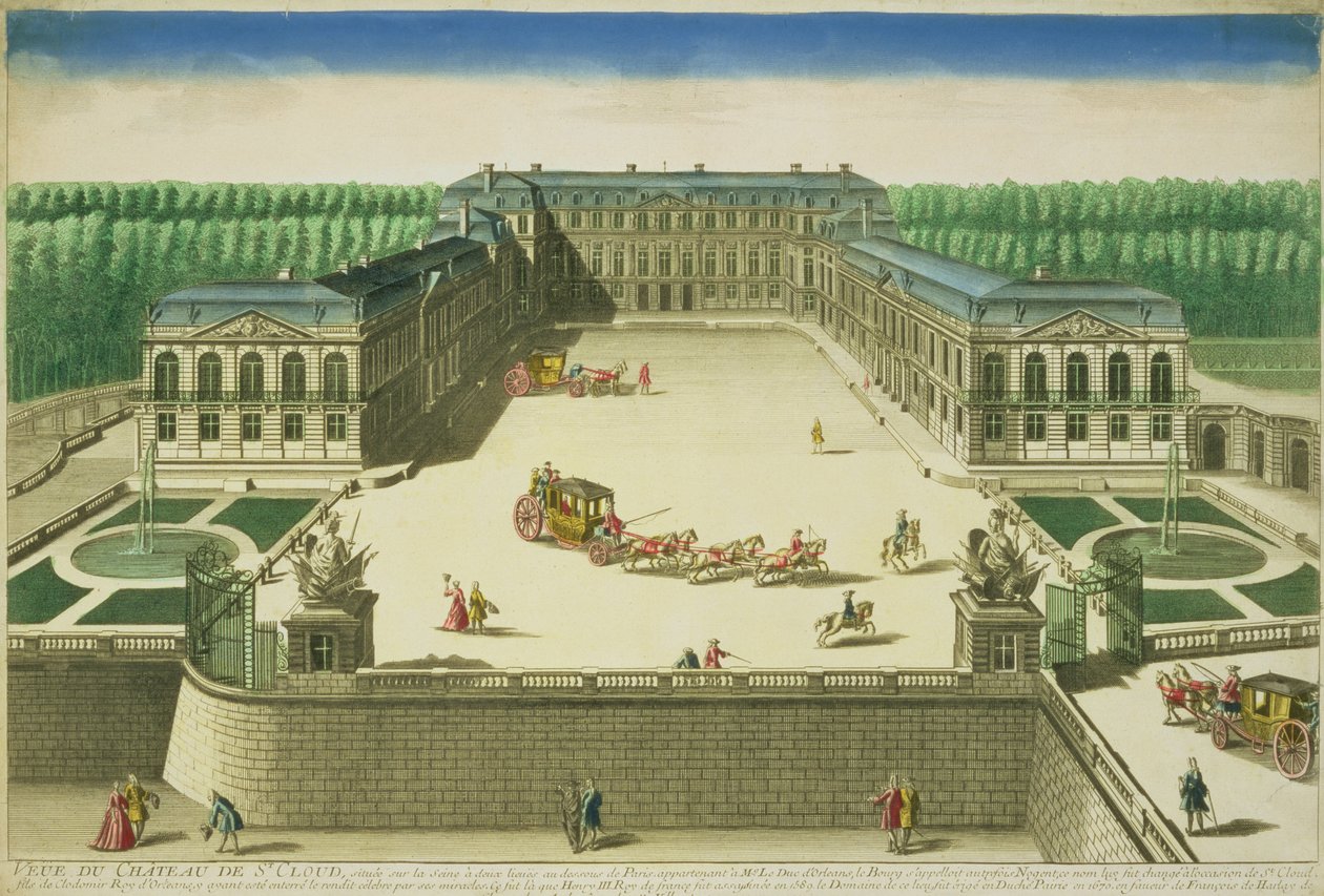 Zicht op het Kasteel van St. Cloud, gegraveerd door Antoine Aveline door French School