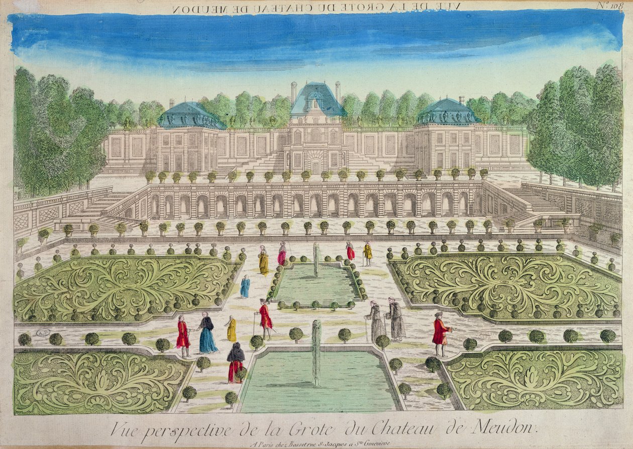 Uitzicht op de grot bij het kasteel van Meudon door French School