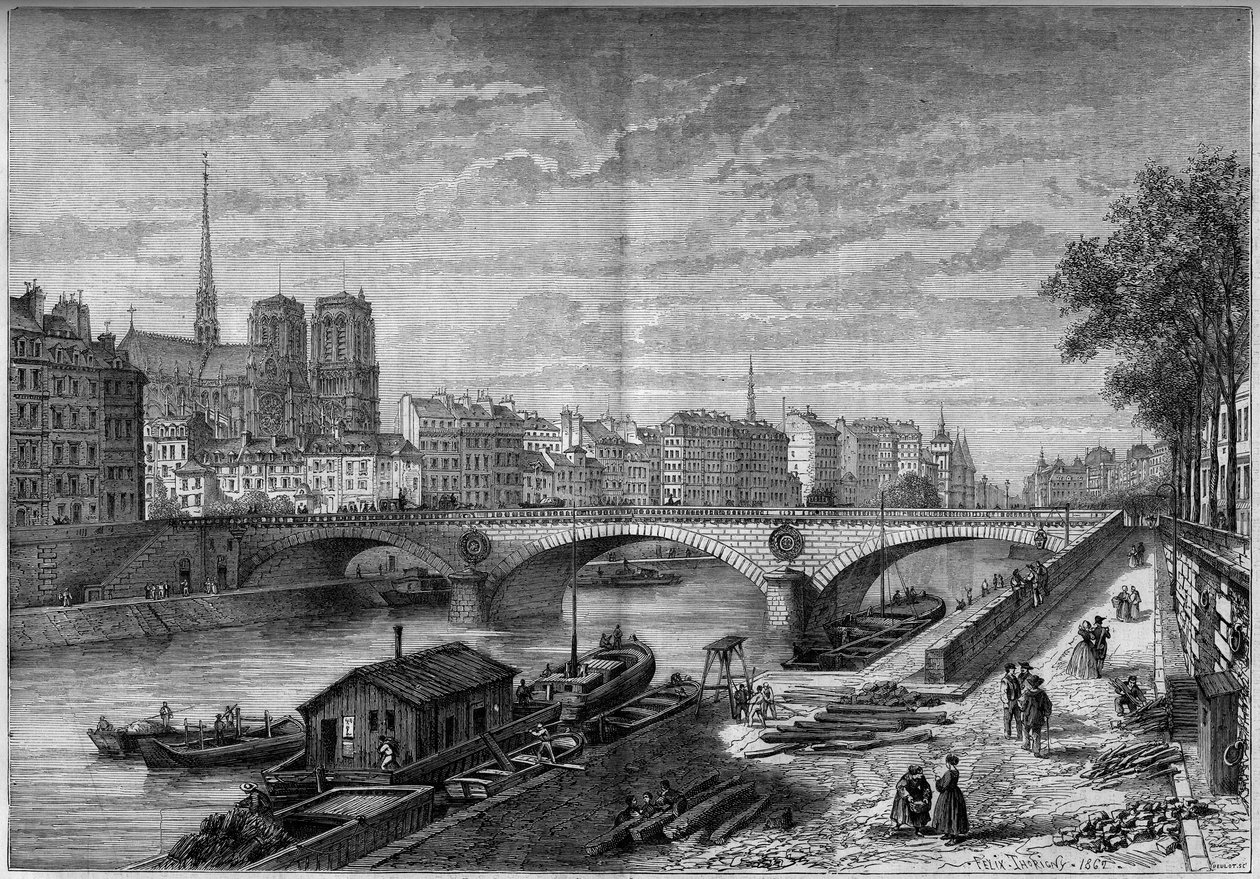 Zicht op de Louis Philippe Brug (1861-1862), Parijs door French School